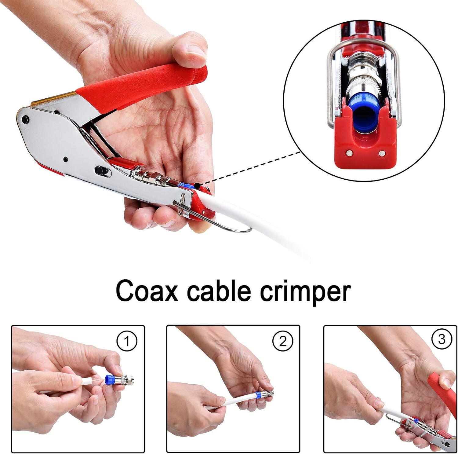 Thumbnail - Kompressionszange F Stecker Set - Abisolierwerkzeug Sat Kabel F