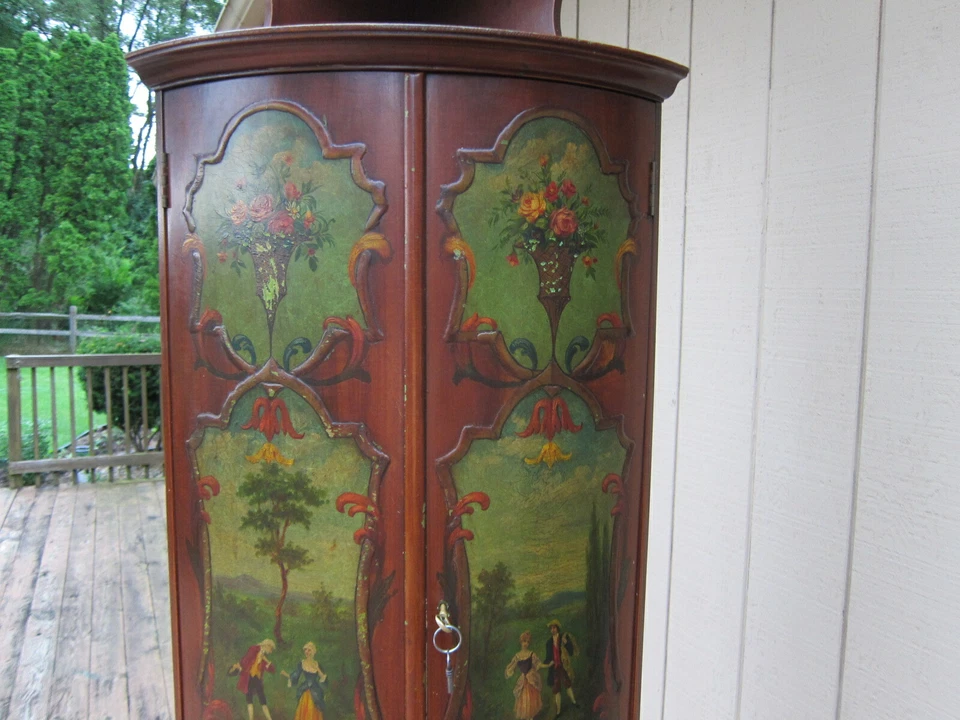  ARMÁRIO DE CANTO ESTILO RAINHA ANNE, PINTADO À MÃO, vintage  - Imagem 4 de 4