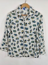 Vtg Sears Perma Prest Shirt 3/4 Sleeve Women's Size XS/S Animal Print Owl Hippo