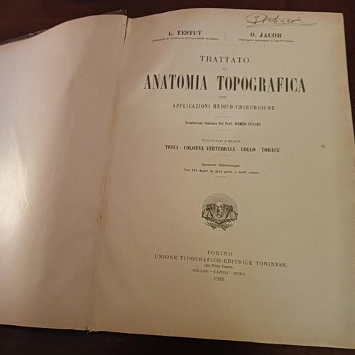 Trattato di ANATOMIA TOPOGRAFICA - Volume 1 e Volume 2 - 4 Ristampa del 1922 - Foto 2 di 6