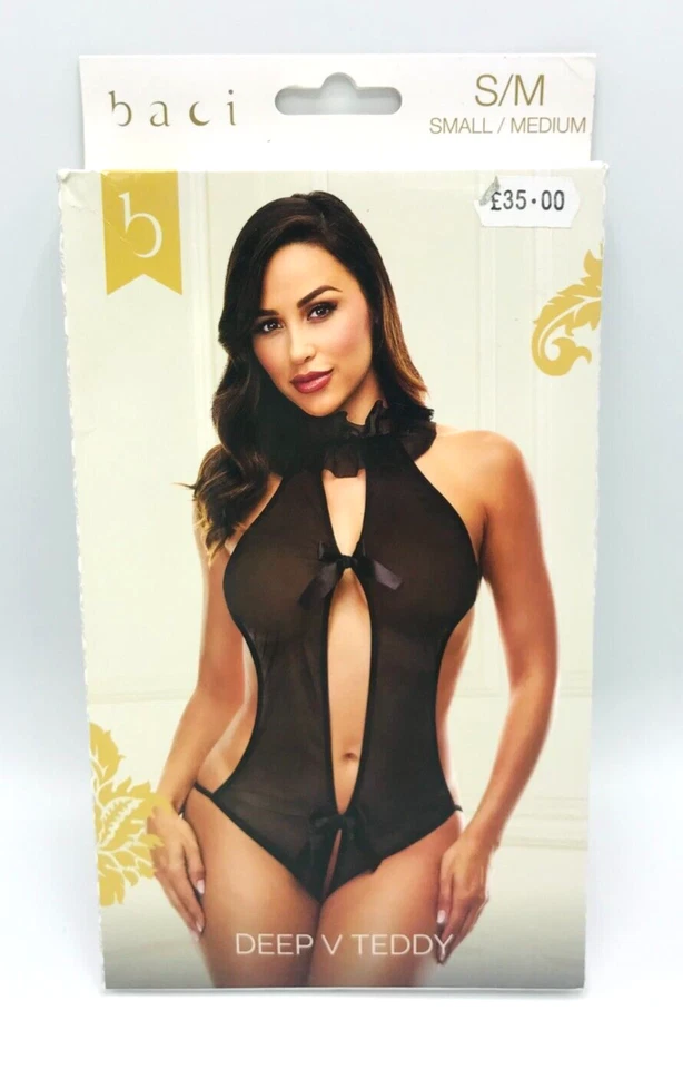 BACI Lingerie Mesh Deep V Teddy Sexy Lingerie Black Size S/M - NEW - Image 3 of 4