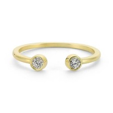 2 Ring Dainty 14k Real Solid Gold Small Diamond Stacking Open Ring