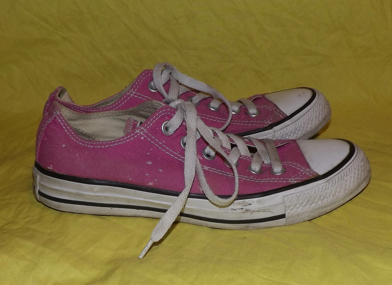 ? SNEAKERS CONVERSE ALL STAR BASSE ROSA CON MACCHIE BIANCHE TAGLIA UOMO 5 DONNA 7