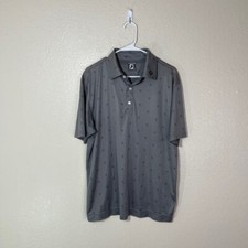 FootJoy Polo Mens XL Golf Shirt FJ All Over Print Stretch Athletic Gray