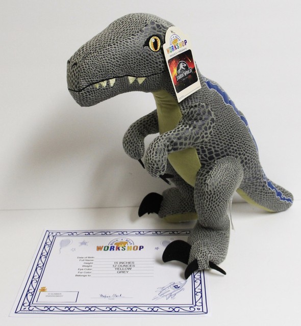 NWT BuildABear Jurassic World Velociraptor BLUE Stuffed Plush