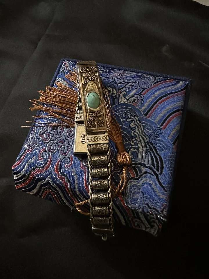 Superbe Bracelet Plaqué Argent,sertie de pierre En Turquoise - Photo 2/4