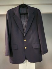 Vtg Polo University Club by Ralph Lauren Navy Wool Blazer Gold Crest Buttons USA