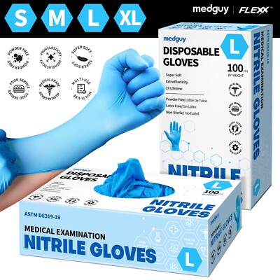 Disposable Nitrile Gloves 4.5 mil Blue Powder-Free Food-Safe Cleaning Exam Glove
