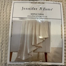 Jennifer Adams All Season Classic Waffle Weave Throw 60” x 70” beige