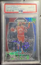2017-18 Panini Prizm Base Prizms Red White And Blue #191 LeBron James