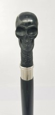 Polish Brass Skull Head Handle Vintage Wooden Walking Stick Cane Gift Handmade