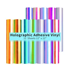 Holographic Vinyl - 12 Sheets 12 "x12 Holographic Permanent Vinyl for All Cut...