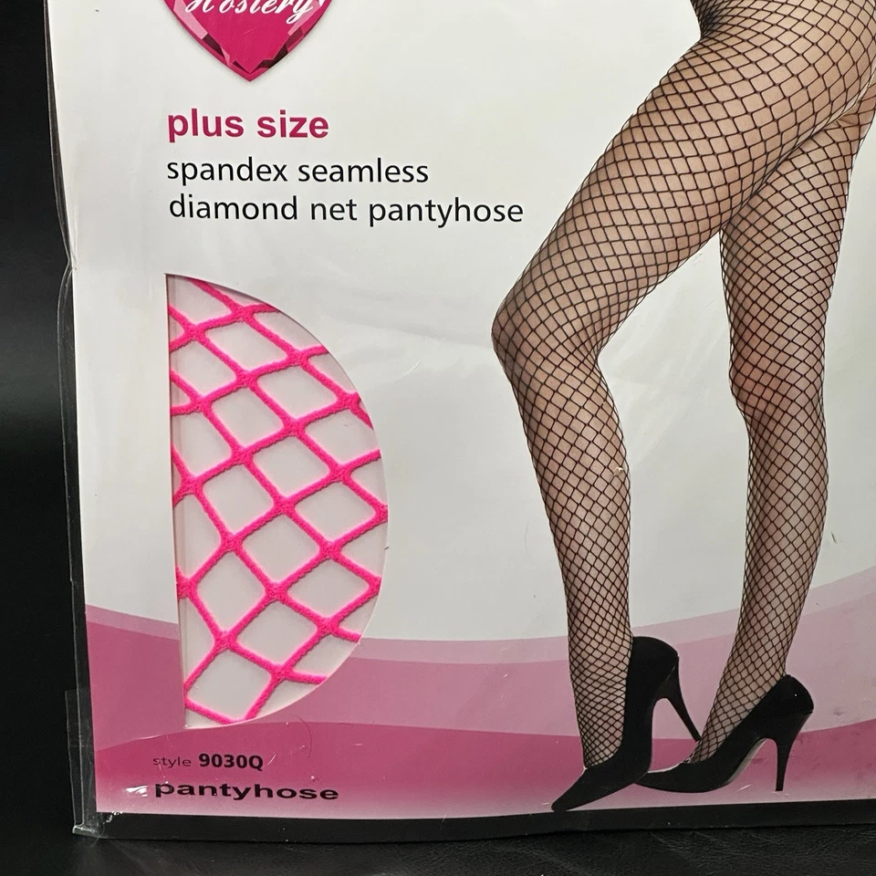 Meia-calça Fishnet rosa neon plus size diamante fantasia de Halloween festival cosplay - Imagem 2 de 4