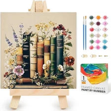 Framed Paint by Numbers Kit for Adults Kids 8x8 Inch Mini Square Canvas