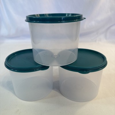  Brand New Tupperware 2-cup Mini Canisters Set Of Three~Green Seals* 4623B-6