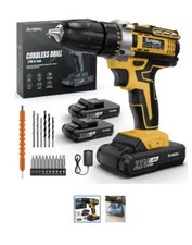 Sundpey Cordless Drill Set 21V Power Electric Drill Driver Black 2 Batteries UK