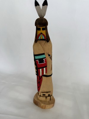 Indianer Kachina Puppe Salaco Hopi lange Haare Holz Totem Skulptur 11 Zoll
