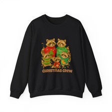 Ugly Christmas crew raccoons sweatshirt, in holiday lights