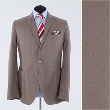 Mens Summer Blazer 42R UK Size DUFFEL & RUMS Brown Cotton Sport Coat Jacket