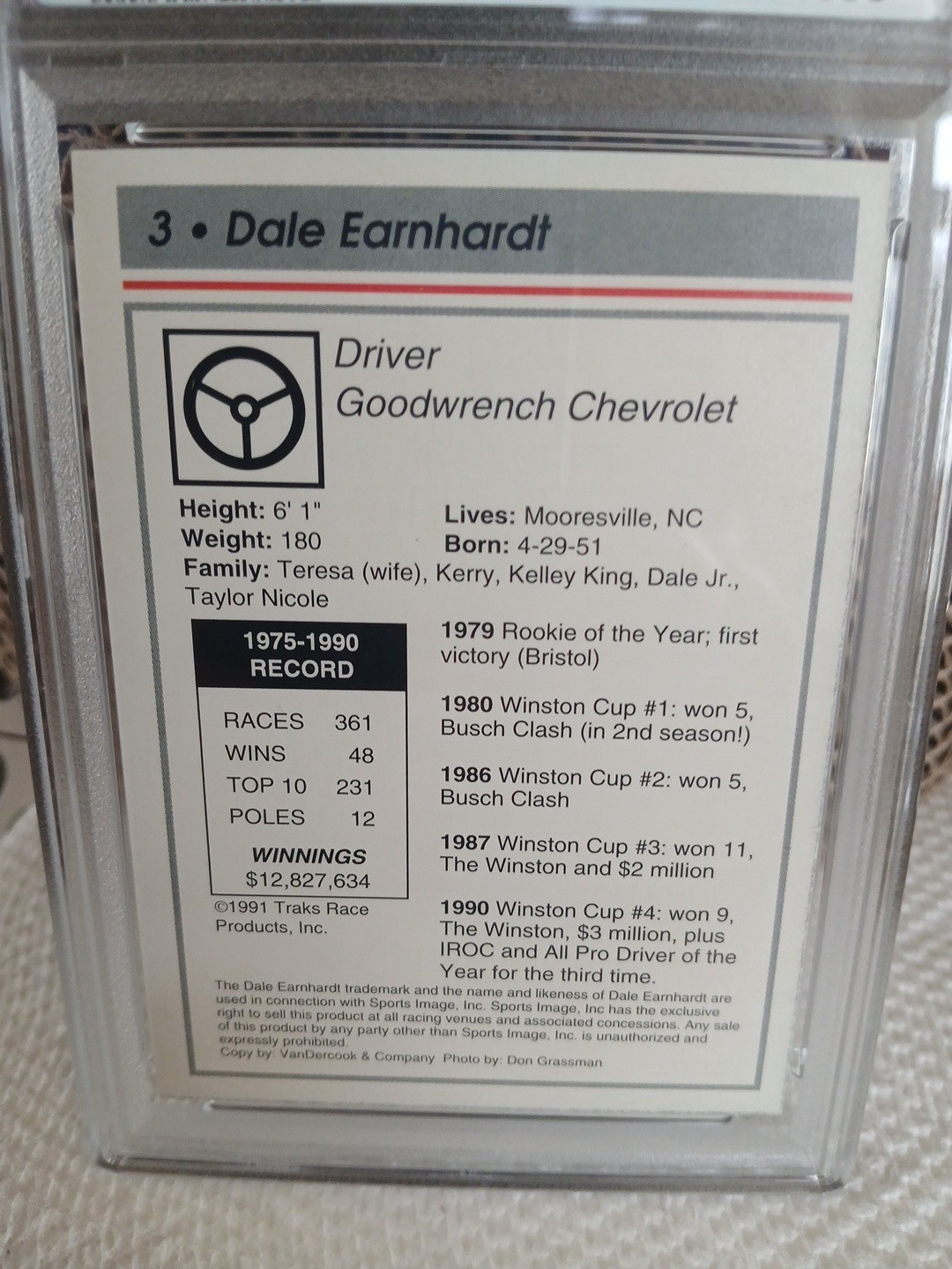 1991 Traks - Dale Earnhardt Psa 7 NM #3 ...Sports Image, Inc. is... view 3