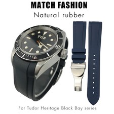 22mm Rubber Watchband Strap for Tudor Heritage Black Bay 1958 Pelagos Bracelet