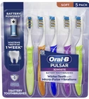 Oral-B 3D White Pulsar Brilliance Battery Powered Toothbrushes, Soft, 5 Ct.