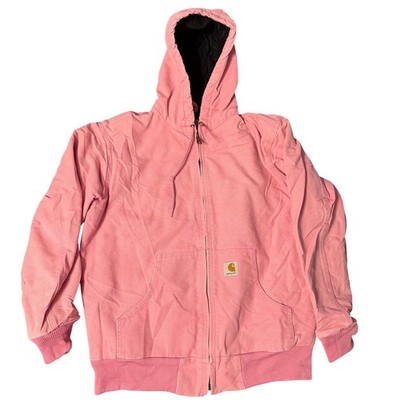Carhartt WJ130 PKR Women Active Jacket Pink Sandstone Duck Canvas Hooded Medium