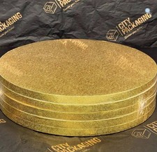 Cake Board 8 Zoll Runde Dicke Trommel 12 mm Starkes Brett - Gold 5er Pack