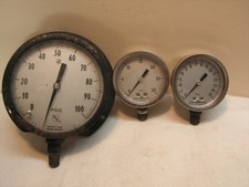 Vintage Ashcroft pressure Gauges LOT of 3 Large 0-100, Medium 0-30, Medium 0-15