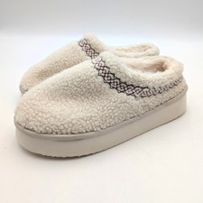 Azalea Wang Platform Faux Shearling Slippers Women's Cream Size US10M EU40.5