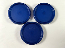 Lot of 3 Tupperware Modular Mate Round Replacement Seal / Lid #1607 Blue 3.5"
