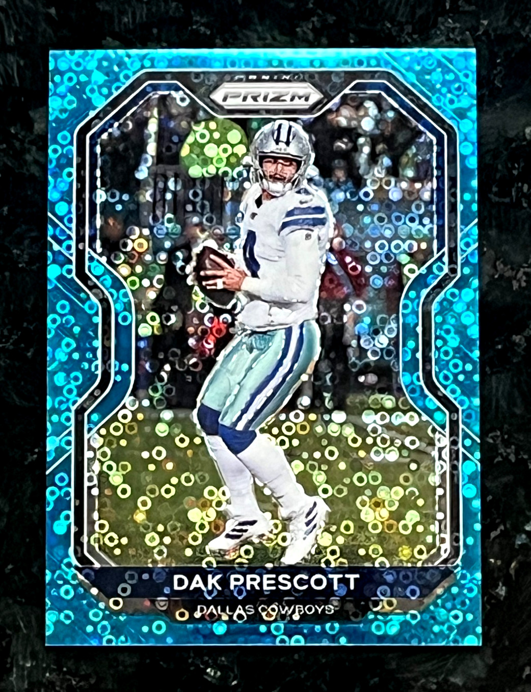 2020 Panini Prizm Dak Prescott No Huddle Blue Disco 73/79 Dallas Cowboys #150