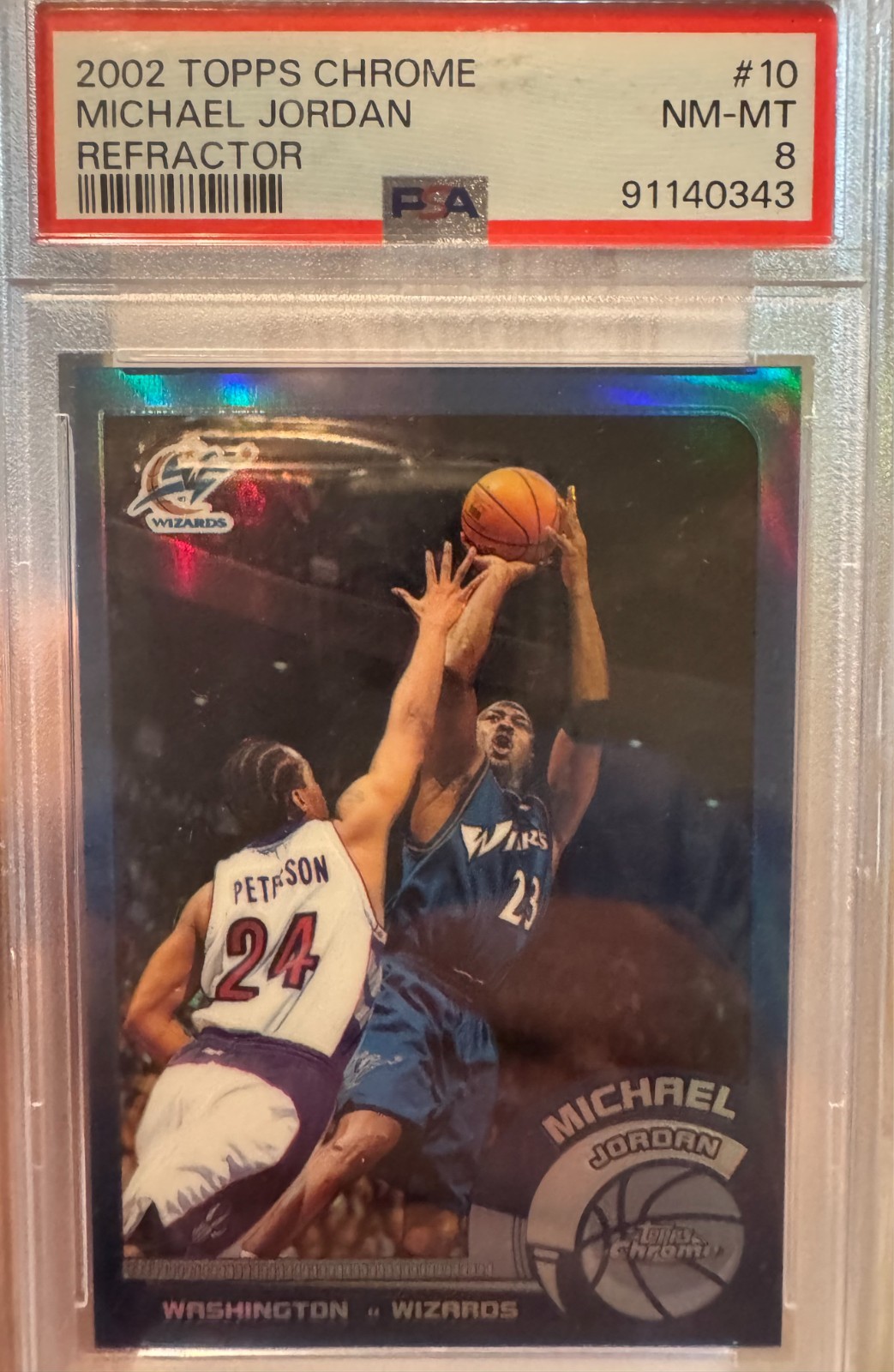 2002-03 Topps Chrome Michael Jordan #10 Refractor Blue Border PSA 8 NM-MT