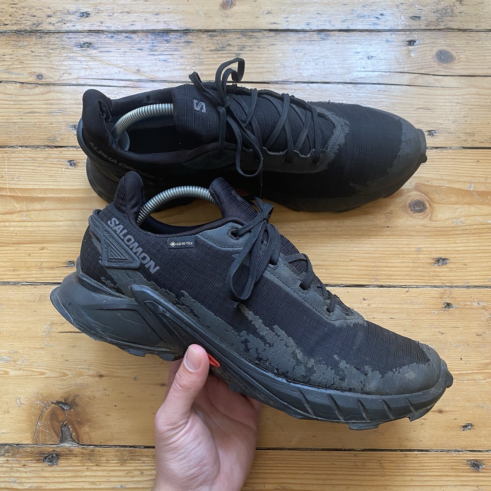 Scarpe da trekking Salomon Alphacross 4 Goretex outdoor nere taglia uk11