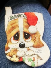 Giordano 5" Felt Christmas Stocking Mini 1980's Made in USA Sad Sam Basset Hound
