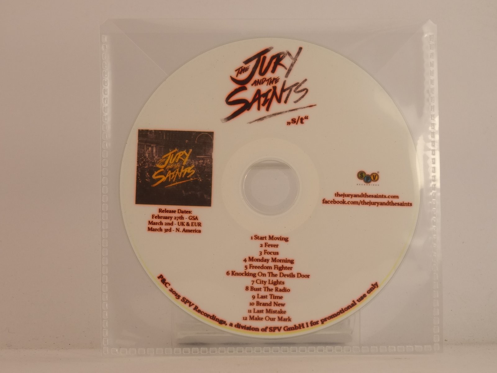 THE JURY AND THE SAINTS THE JURY AND THE SAINTS (582) 12 Track Promo CD Album in