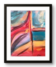 Teal Gold and Red boldContemporary Expressionist Original Painting