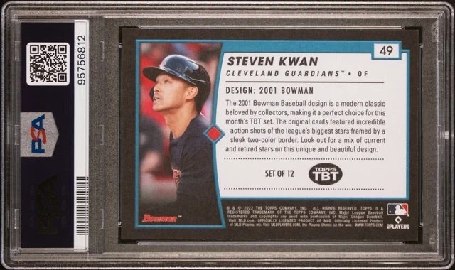 STEVEN KWAN  * PSA 9 *  2022 TOPPS  * THROWBACK THURSDAY TBT *  ROOKIE CARD #49 - Image 2 of 4
