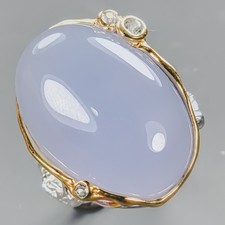 Unique ring 38 ct Natural Chalcedony Ring 925 Sterling Silver Size 8 /R438746