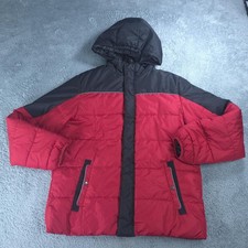 SwissTech Jacket Youth 18 Red Black Hooded Puffer Insulated Warm Winter Coat
