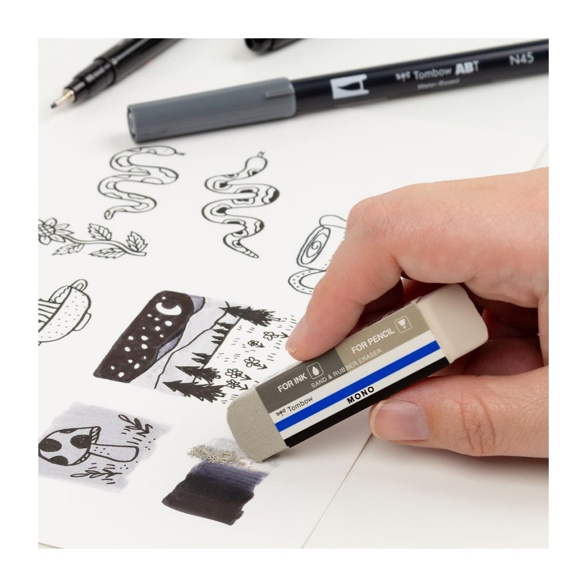 Tombow, Mono Eraser, Sand Eraser, Removes Ink, Removes Colored Pencil