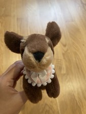 Cute Sausage Dog Plush Keychain Pink Bib Soft Toy Bag Charm