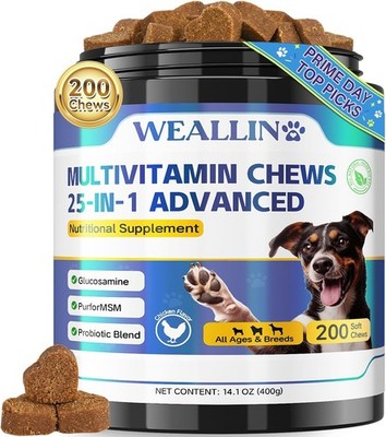 Dog Vitamins 25-in-1 Chewy Multivitamin Supplements 200pcs