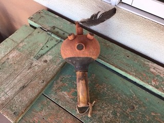 VERY NICE OLDER HOPI PUEBLO KACHINA / KATSINA MUDHEAD DANCE RATTLE N R