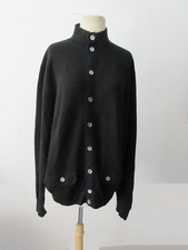 NWOT BAMFORD & SONS black 100% extrafine merino wool knit cardigan Italy LXL XXL