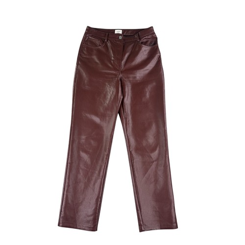 Wilfred Command Pant Women 10 Burgundy Vegan Leather High Rise Aritzia