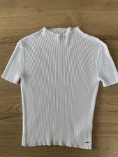 More & More Weißes Basic Rippshirt Kurzarm G...