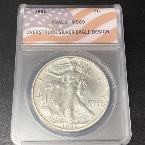 1985 Daniel Carr Overstruck Silver Eagle Design - ANACS MS69