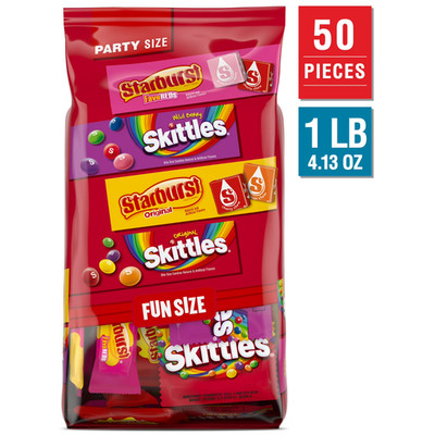 Skittles & Starburst Fun Size Chewy Candy Variety Bag, Party Size - 20.13 oz Bul