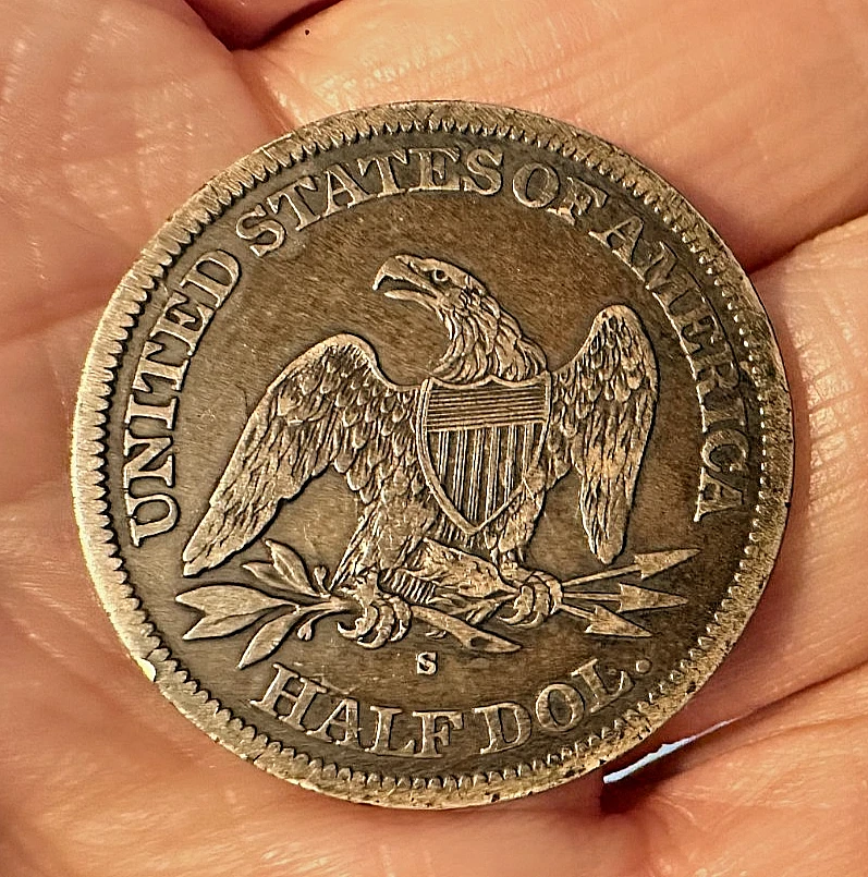 1865-S Seated Liberty Silver HALF DOLLAR - 1/2 Dollar - 50 Cents - Civil War - Image 3 of 4